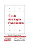 A1Etiket Tw-2610 500 A4 Sayfa Lazer Etiket  105 x 57 mm 1 A4 Sayfada 10 Etiket
